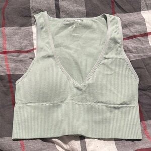 Mint Green Ribbed Sports Bra